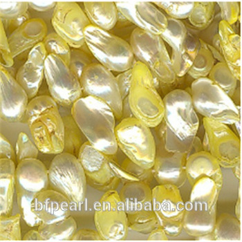 Wholesale Pearl Jewelry 16" 8-13mm Yellow Fresh Water Blister Pearl Strand