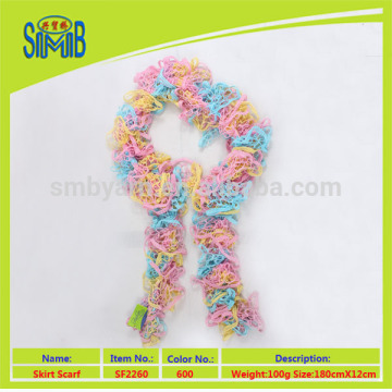 SMB yarn supplier wholesale ruffle winter women polyester scarf high quality scarf in different colors