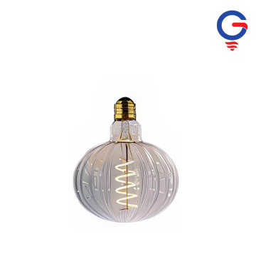 Crystal Clear Pumpkin Ribbed Glass LED Bulb