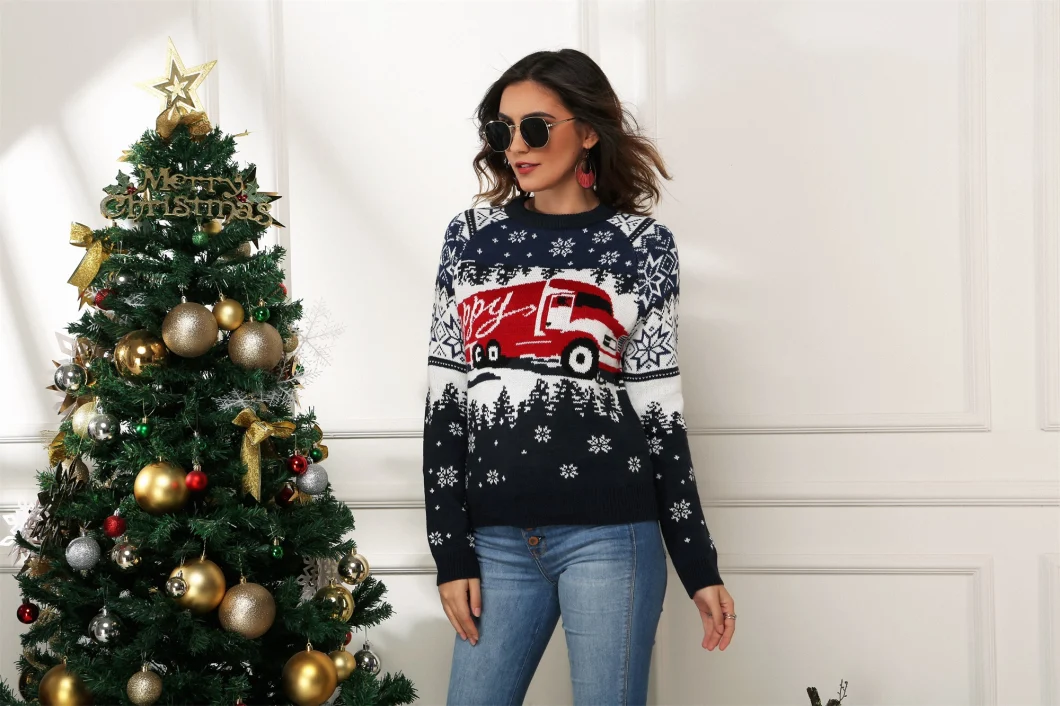 Snowflake Christmas Ladies Pullover Pakaian Pakaian Panjang Pakaian Lengan Longgar