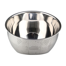 Silver Rice Washing Bowl Colander With Mesh