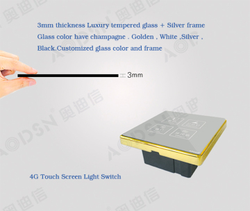 Tempered glass touch screen light switch