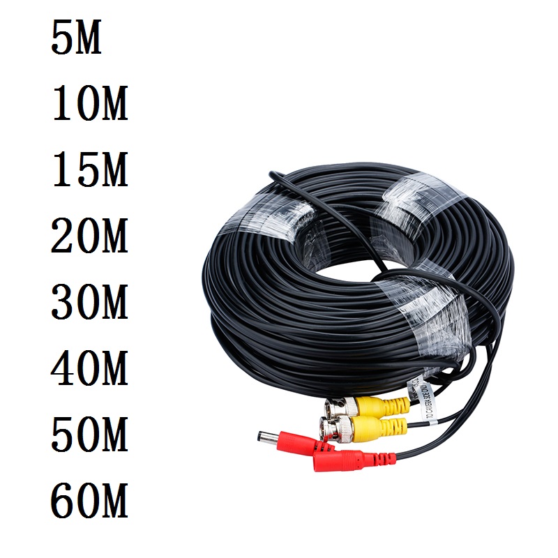 Custom Male to Female CCTV Camera Security Assembly RG59 Video BNC DC Power Cable Black / White Bare Copper Non-shielded CE RHOS