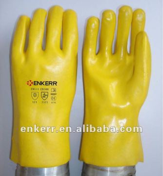 pvc gloves with long sleeve cotton interlock liner work gloves