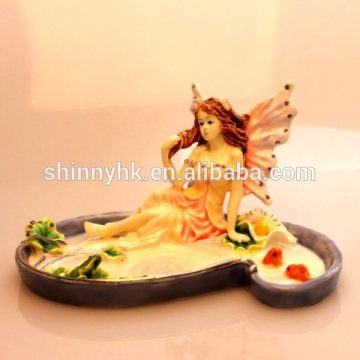 Europestyle angel trinket display dish with metal display case