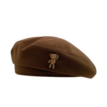 Retro Cartoon Little Bear Beret in Brown and Beige for Women