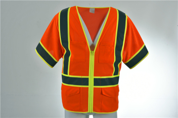 Security Orange reflective traffic Class 3 Mesh Safety Vest