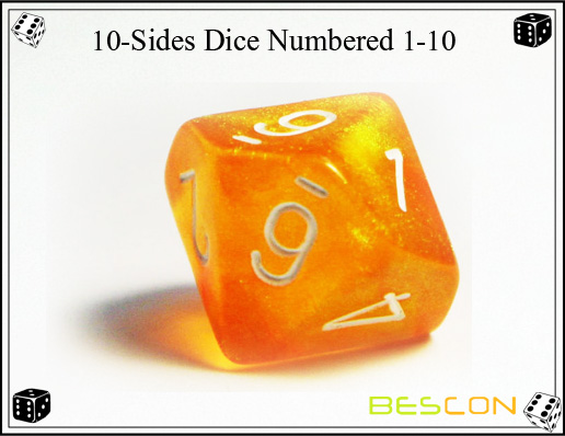 10-Sides Dice Numbered 1-10 10-Sides Dice Numbered 1-10