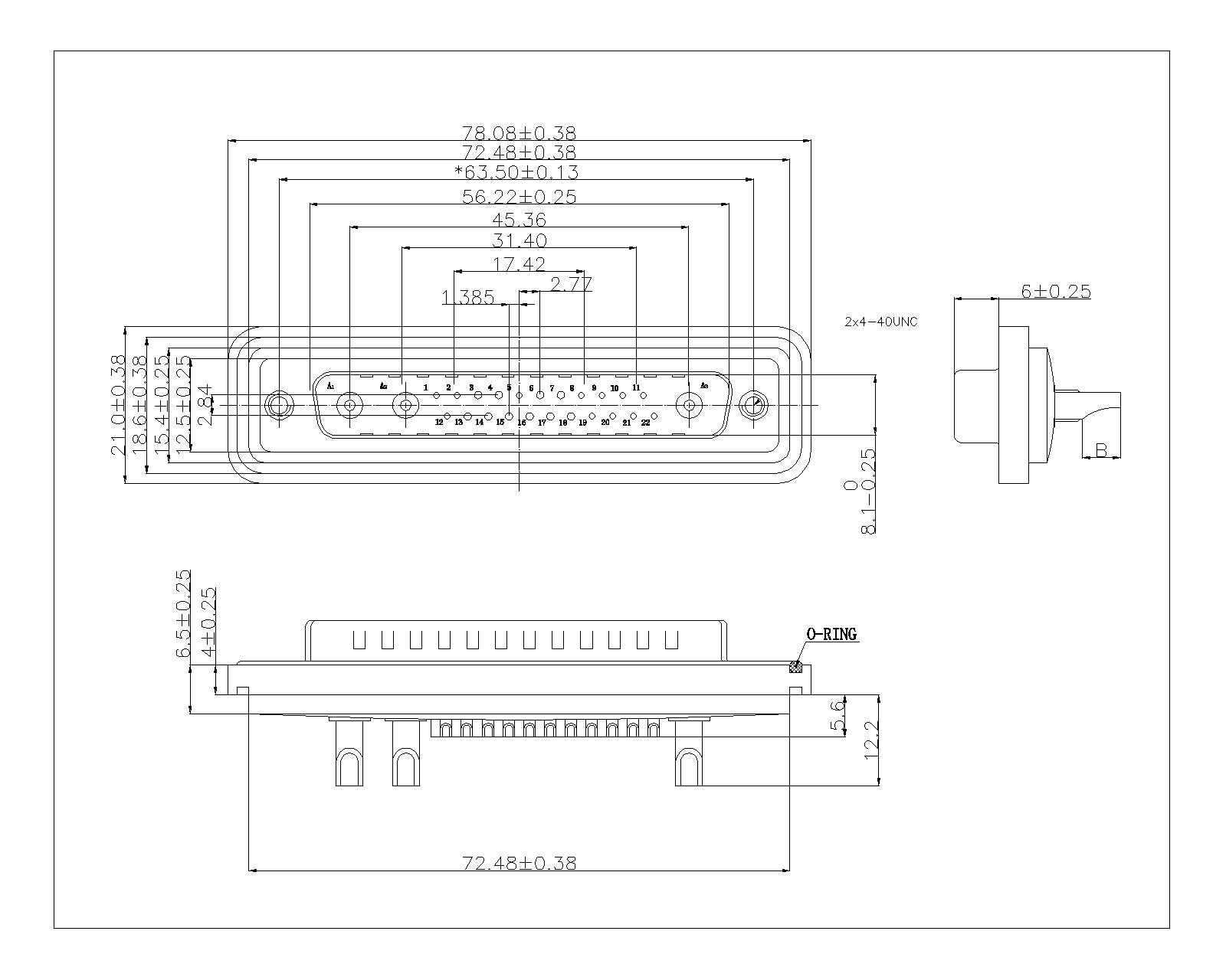WHDB25W3-MXXX D-SUB 25W3 MALE SOLDER WATERPRO