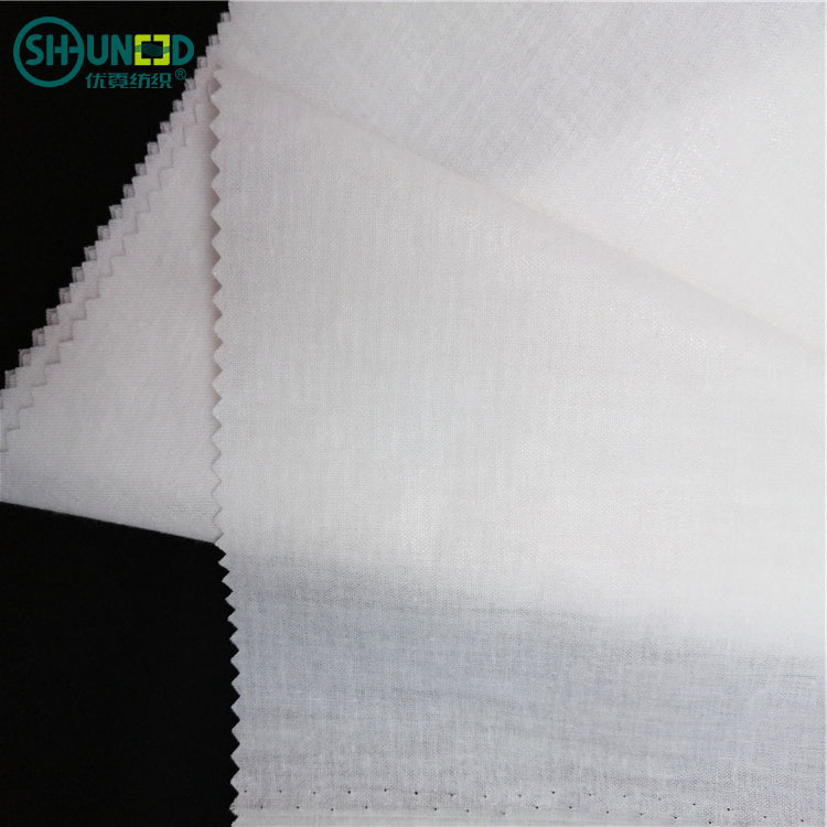 OEKO 100% Cotton Soft Shirt Collar Interlining Woven Fusible 110gsm Lining for Formal Shirt