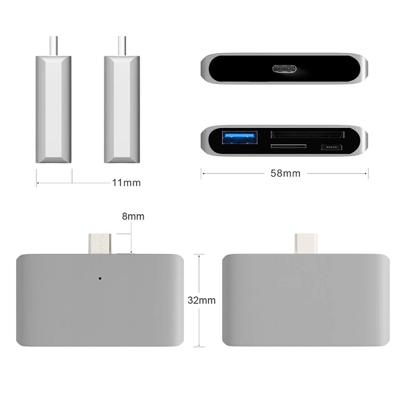 4 في 1 USB-C HUB محول قارئ بطاقة