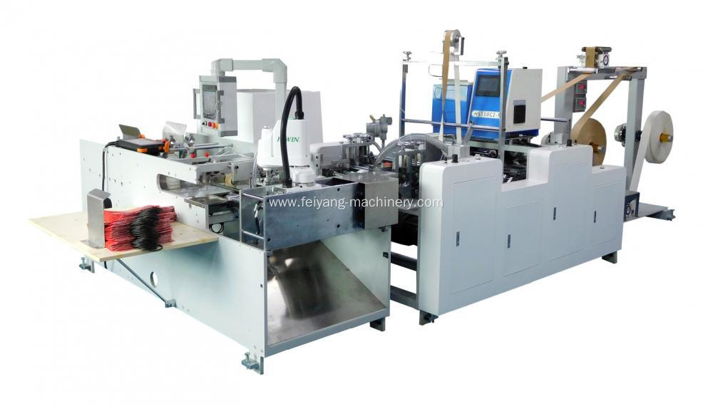 Handle pasting machinery for paper bags