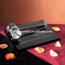 Crystal clear hammer gavel with black base engraved logo for office decoration souvenirs