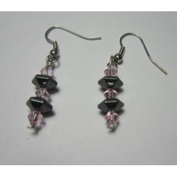 Hematite Earring with silver color finding