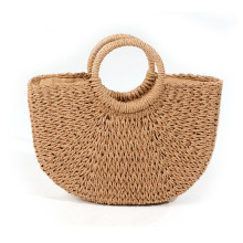 Women's Natural Chic Hand-Woven Rattan Straw Basket Bag