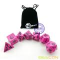 Bescon Fresh New Solid Metal Dice Set Deep Pink,Metal RPG Miniature Polyhedral dice set of 7 for role Playing Games