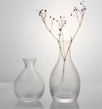 Hand Blown Transparent Embossed Crystal Glass Vase