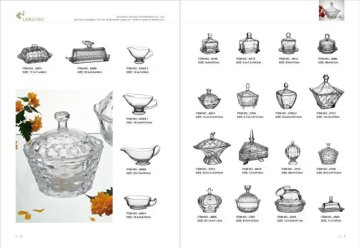 hand pressed glass jar& butter dish& milk cup