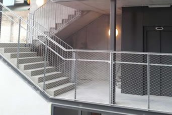 contemporary wire mesh stair railings