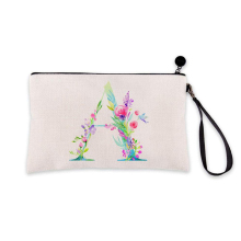 Personalized Floral Monogram Makeup Cosmetic Bag
