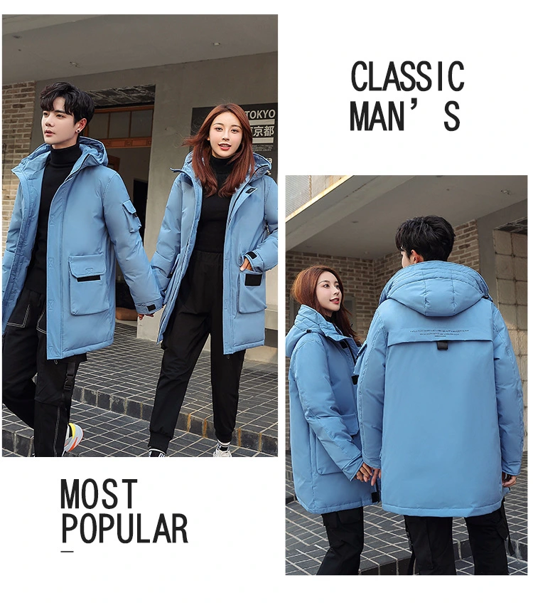 MID-Length Solid Color Fashion White Duck Down Down Jacket