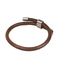 Vintage Dark Brown Cowhide 5mm Buckle Bracelet for Women