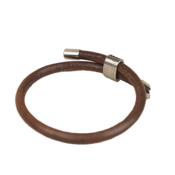 Vintage Dark Brown Cowhide 5mm Buckle Bracelet for Women