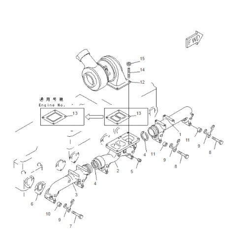 TURBOCOMPRESSORE MOTORE ORIGINALE KOMATSU SA6D155-4 6502-12-9004