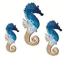 Handcrafted Seahorse Beach Wall Decor Set - Solid Pine Wood Craft
