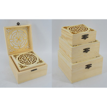 Novo conjunto de caixa de madeira natural