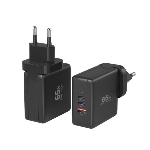 Electronics Products Gan Charger 65W 3 Port USB C Quick Charge 4.0 PD Fast Charge Travel Charger