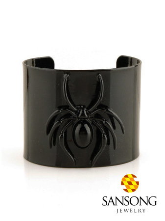 Bijoux aranha esculpida elegante top gun design pulseira preta