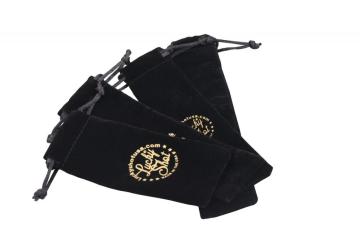 Customized Black velvet bag with drawstring and logo