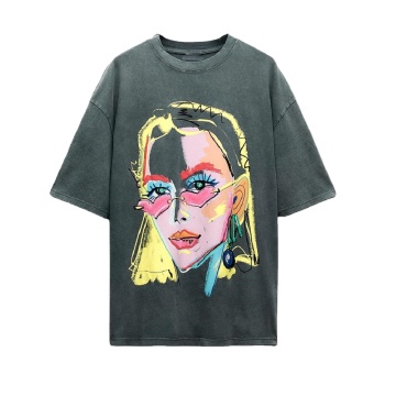 KAR&OT ZA Women's Spring/Summer Casual Slim Straight Printed T-shirt