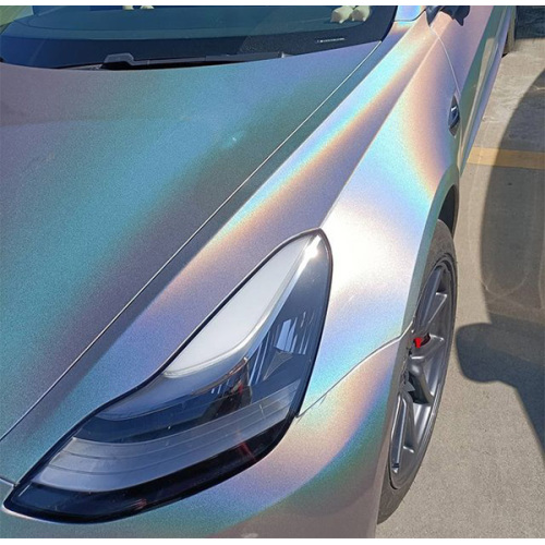 Wrap vinyle de voiture d&#39;argent au laser arc-en-ciel