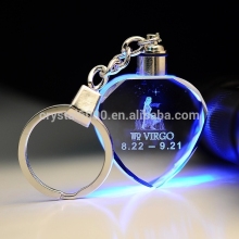 wholeale newest heart-shaped 3d laser crystal keychain with lighter for holiday business