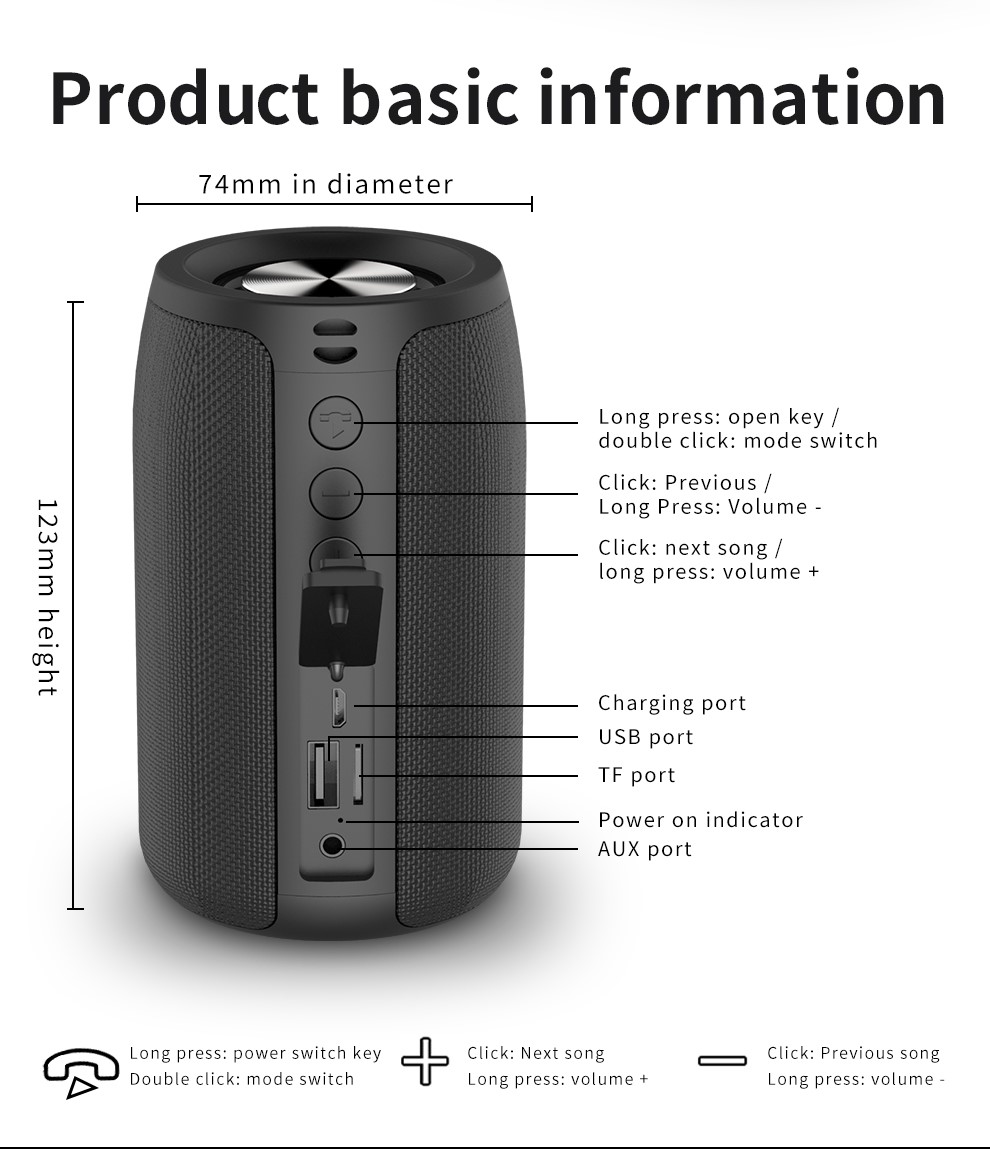 Portable Speaker Waterproof Wireless Speakers Dual Pairing 5.0Loud Stereo Booming Bass 30H Playtime for Home Party Backyard
