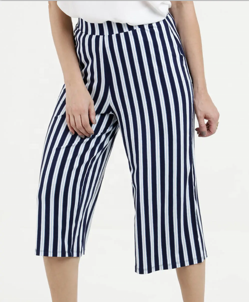 Pantaloni a gamba larga con stampa a righe casual da donna