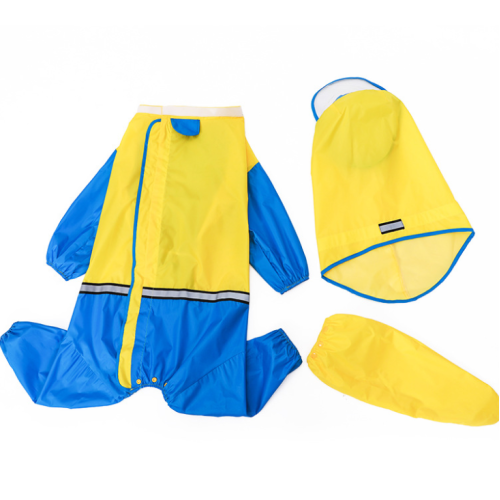 Impermeable de mono marrón y amarillo