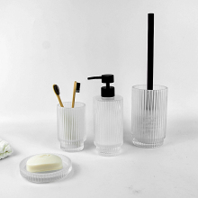 Round transparent bath set glass bottle