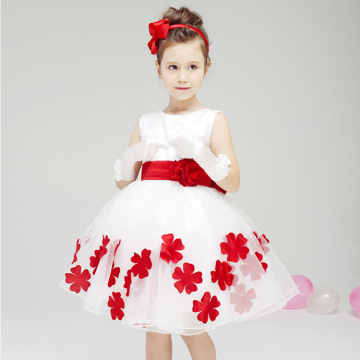 Modle red flower baby girl dresses frock design pictures kids clothing