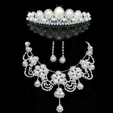 2013 New Come Wedding Accessories jewelry sets Crown Earring and Necklace