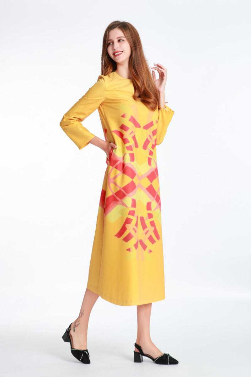 Digital Printed Long Sleeved Dress