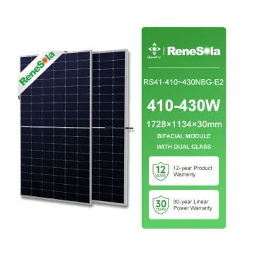 Renesola High Efficiency Bifacial Solar Panels: 410W to 430W for Home Use - N-Type Technology with Dual Glass
