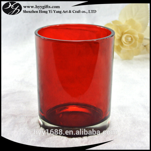 recycled 300 ml transparent red colored glass candle jars