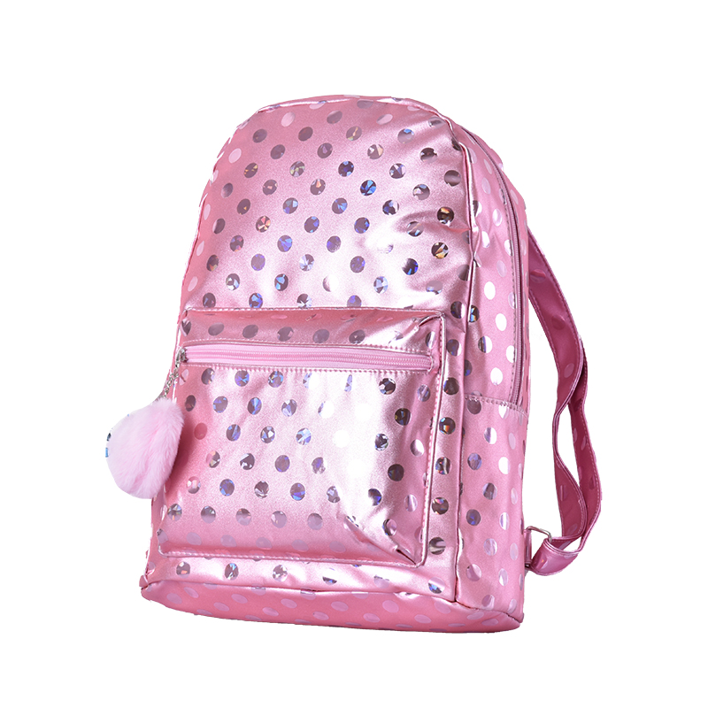 Pink shopping Sequin college Girls fashion bag Travel hiking School sports Sequin Backpack with pompom