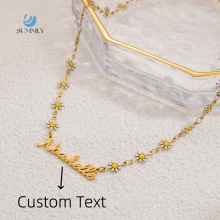 SUMMLY Personalized 18K Gold Plated Daisy Chain Necklaces