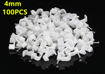 4MM square Path Circle cable clips cable nail wire clips 100PCS/bag 4mm cable clips square white