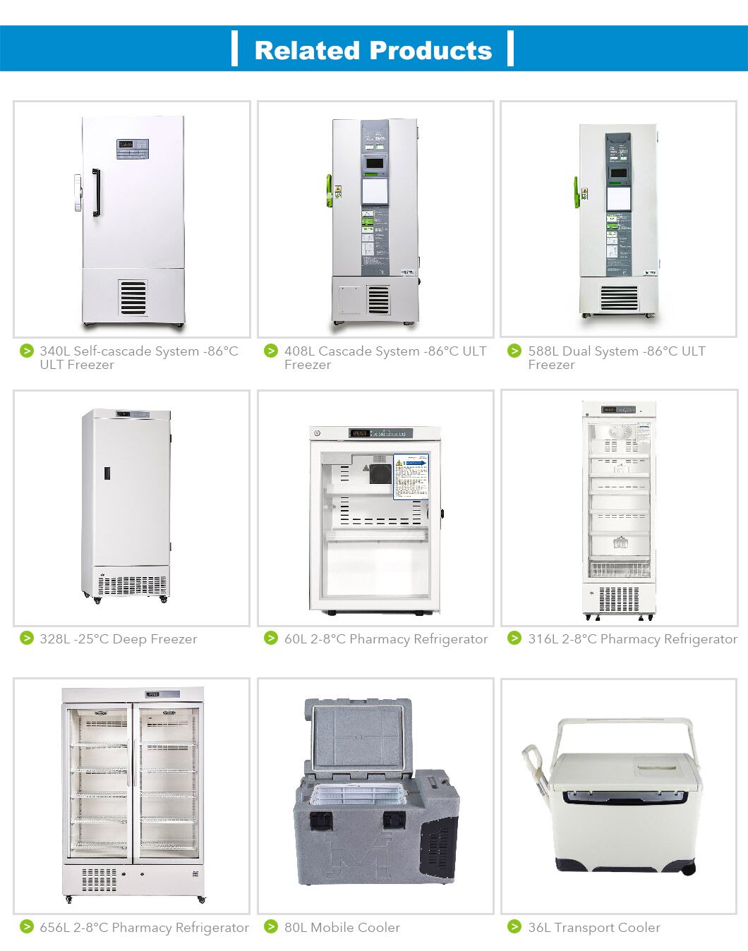 316L Laboratory Air Cooling Fridge 2-8 Degree Medical Freezer