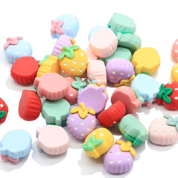 New Flat Back Resin Fruit Dekor Dekor Charms 50Pcs Strawberry Cabochon für Home DIY Craft Haarspange Kopf Zubehör